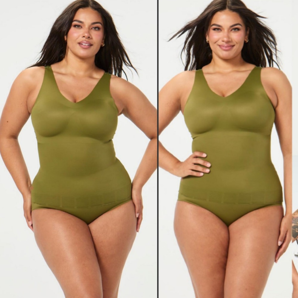 NWT Ruby Ribbon V-Neck Sleek Shape Shaping Camisole Foliage Green Size 48
